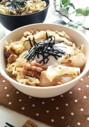 サバ缶で簡単！サバとキャベツの丼-レシピのメイン写真