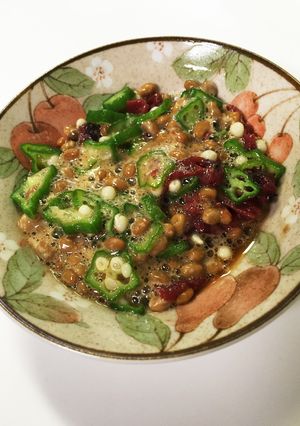 朝食に・簡単！オクラと梅干しの納豆-レシピのメイン写真