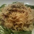 鶏肉と水菜のチーズフェットチーネ
