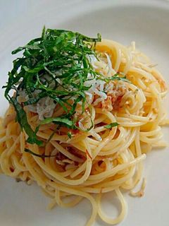 鰹節香る梅しらすの冷製パスタ-レシピのメイン写真
