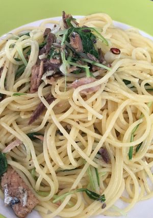 ニンニクたっぷりさんまのパスタレモン風味-レシピのメイン写真