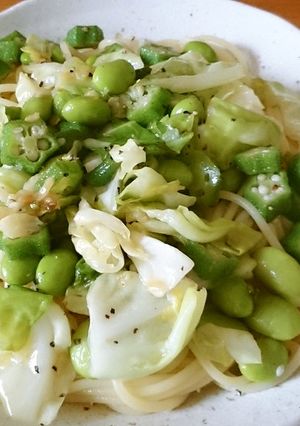 オクラと枝豆の塩パスタ♪-レシピのメイン写真