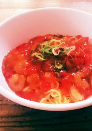 ピリ辛！海老チリトマト混ぜ麺-レシピのメイン写真