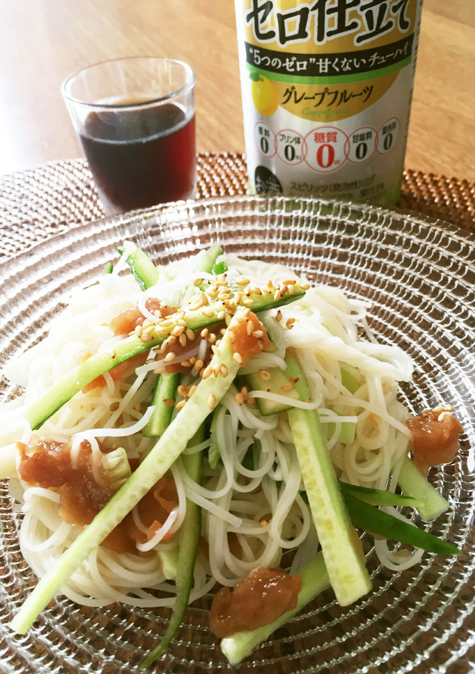 キュウリと梅和えそうめん-レシピのメイン写真