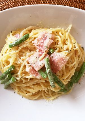 インゲンとベーコンの和風クリームパスタ-レシピのメイン写真