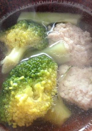 鶏団子とブロッコリーのスープ♪簡単-レシピのメイン写真