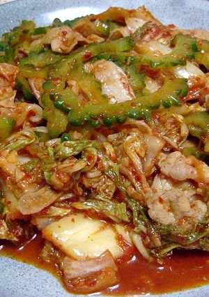 ゴーヤ豚キムチ炒め-レシピのメイン写真