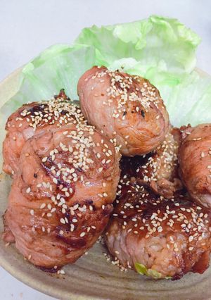 お弁当にも！簡単肉巻きおにぎり-レシピのメイン写真