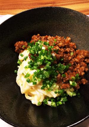 肉味噌釜玉うどん-レシピのメイン写真