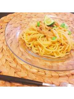 ツナと枝豆の冷製パスタ すだち添え-レシピのメイン写真
