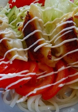 餃子deサラダうどん-レシピのメイン写真