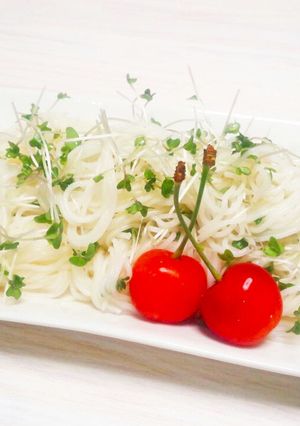 カイワレ大根素麺☆冷麦☆しらたき入り-レシピのメイン写真