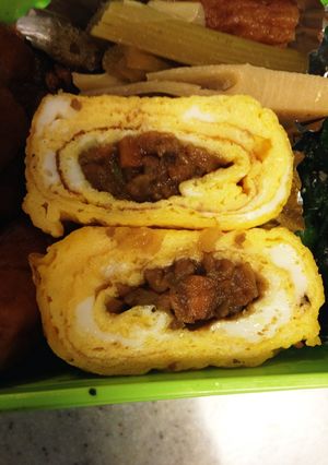 カレー挽肉入り卵焼(^_-)-レシピのメイン写真