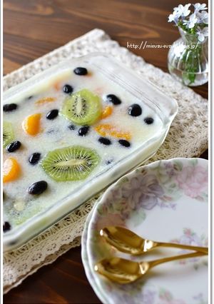 蒸し大豆入り牛乳寒天【作りおき】-レシピのメイン写真