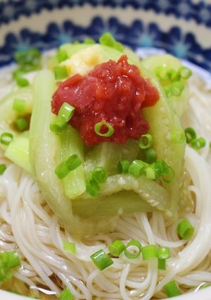 翡翠茄子の梅そうめん-レシピのメイン写真