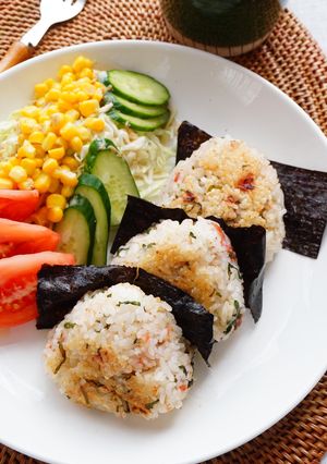 梅シソのごま油で焼きおにぎり☆食欲up-レシピのメイン写真
