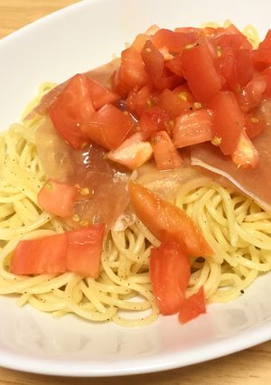 テケトー料理47☆生ハムとトマトのパスタ-レシピのメイン写真