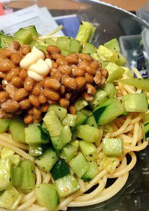 納豆ときゅうりの冷製バジルパスタ-レシピのメイン写真