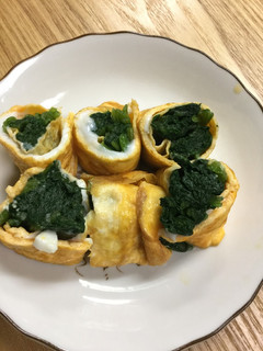 ほうれん草のおひたしをうす焼き卵でロール-レシピのメイン写真
