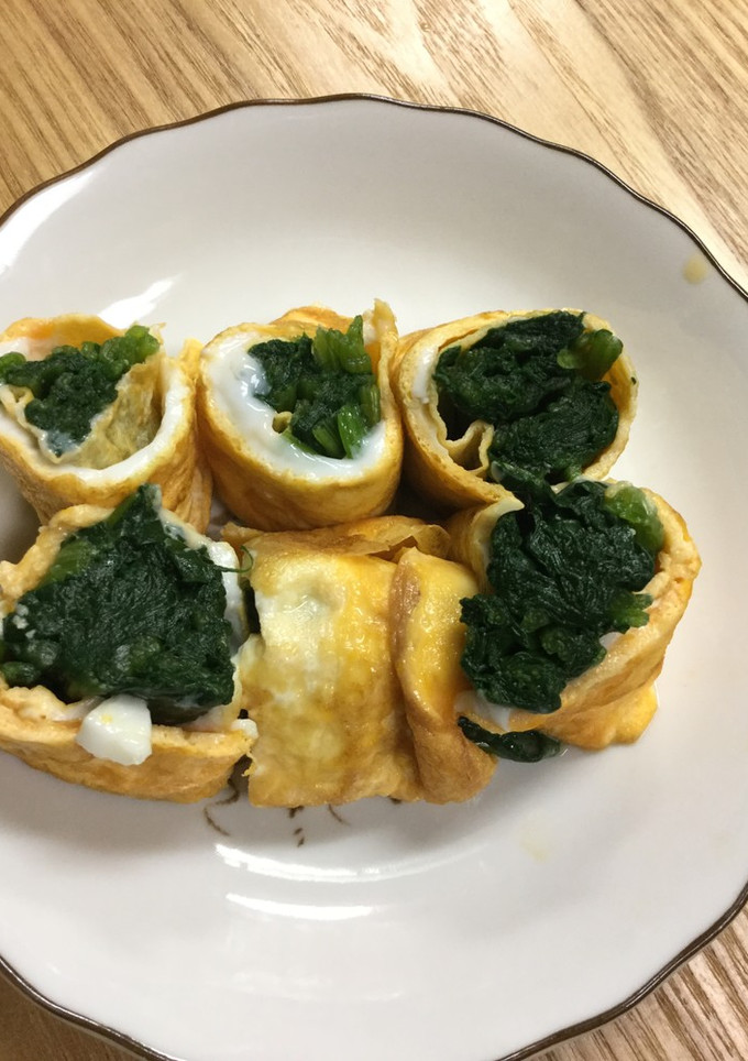 ほうれん草のおひたしをうす焼き卵でロール-レシピのメイン写真