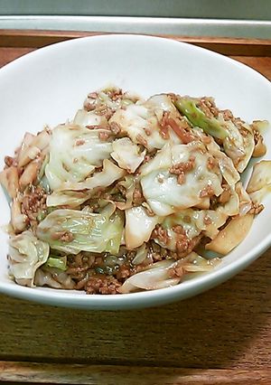 キャベツの豚ひきあん炒め-レシピのメイン写真