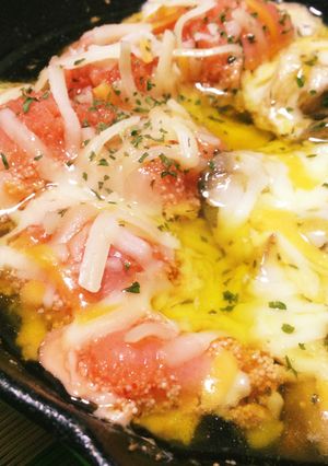 スキレットで簡単明太子のチーズアヒージョ-レシピのメイン写真