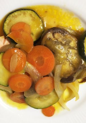 夏野菜とサーモンのムニエル シチュー風-レシピのメイン写真