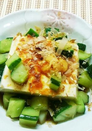 特大胡瓜を活用✴浅漬けで冷やっこに-レシピのメイン写真