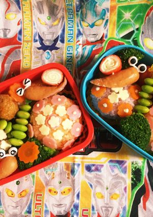 キャラ弁 簡単カタツムリとアジサイ-レシピのメイン写真