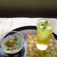 梅の甘露煮ゼリーと緑茶ミント