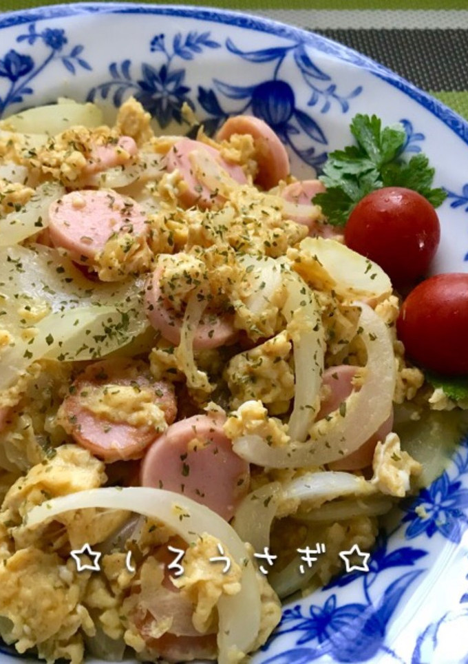 玉葱と魚肉ソのふんわり卵炒めカレー風味♡-レシピのメイン写真