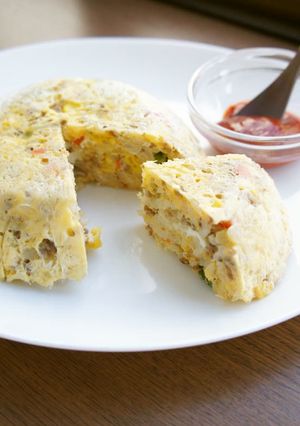 レンジで、ご飯入りスパニッシュオムレツ-レシピのメイン写真