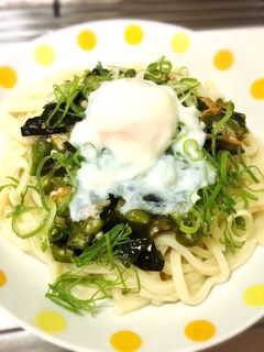 ネバネバ温玉のっかけ冷やしうどん-レシピのメイン写真