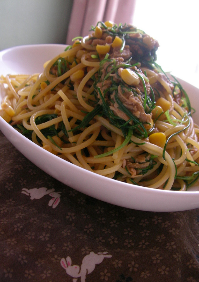 ツナとおかひじきの和風パスタ-レシピのメイン写真