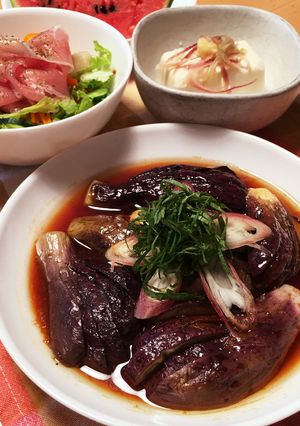 茄子・酢醤油胡麻油＋生姜でサッパリと！-レシピのメイン写真