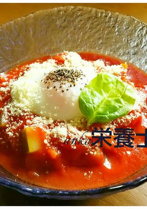 ★簡単絶品♪温玉のせ冷製ラタトゥイユ冷麺-レシピのメイン写真