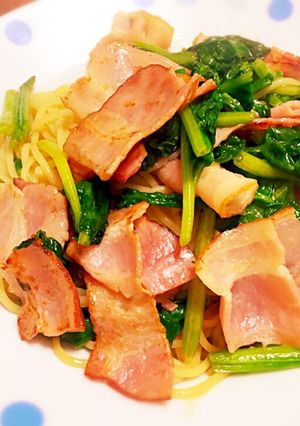 材料２つで、ベーコンとほうれん草のパスタ-レシピのメイン写真