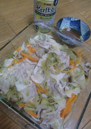 レンジでチン　豚肉とキャベ・レタ蒸し-レシピのメイン写真