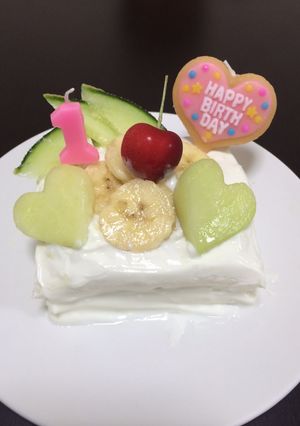 《1歳》メロンのバースデーケーキ-レシピのメイン写真