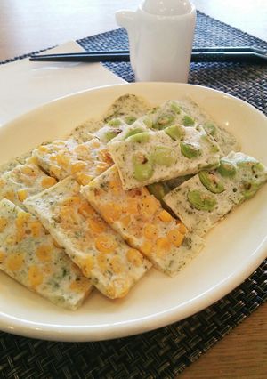 余った卵白で☆枝豆とコーンの薄焼き天-レシピのメイン写真