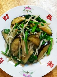 つるむらさき・もやし・茄子の炒めもの-レシピのメイン写真