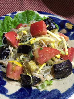 【京都丹波】揚げなすと夏野菜の春雨サラダ-レシピのメイン写真