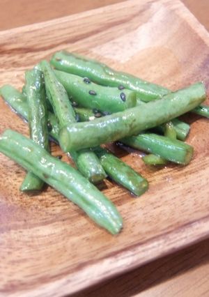 インゲン豆のほうじ茶ゴマ炒め-レシピのメイン写真