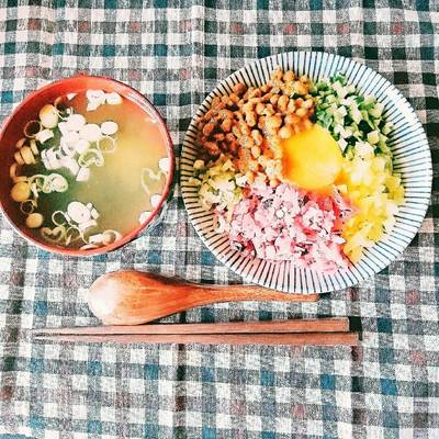 プチ贅沢納豆ごはん【余り物】