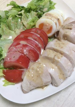ごま豆乳ドレッシングで蒸し鶏サラダ-レシピのメイン写真