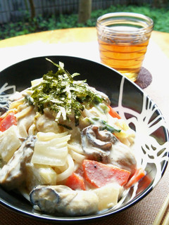 牡蠣と白菜の豆乳クリームうどん-レシピのメイン写真