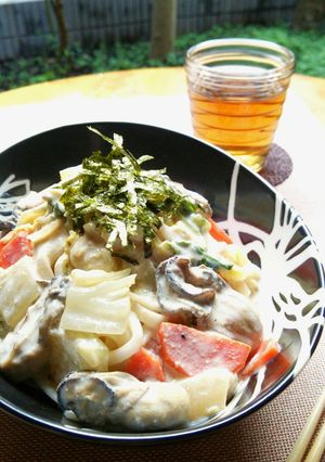 牡蠣と白菜の豆乳クリームうどん-レシピのメイン写真