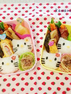 幼稚園年少年長 キティちゃんお弁当-レシピのメイン写真