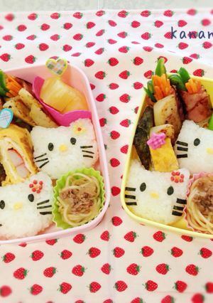 幼稚園年少年長 キティちゃんお弁当-レシピのメイン写真