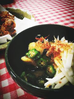 茄子とオクラと山芋の麺つゆ和え-レシピのメイン写真